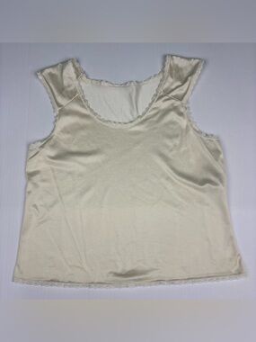 Vintage Smart Fit Women Medium Camisole Ivory Cream Nylon Lace Trim Intimate